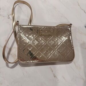 Kate Spade Gold Embossed Crossbody Bag Metallic Y2K Coquette Party Mini Purse